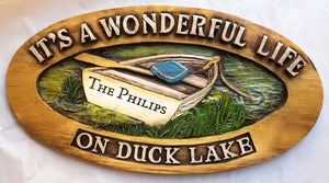 Wonderful Life at the lake Custom Name Sign